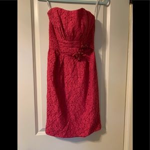 Davids Bridal strapless eyelet dress